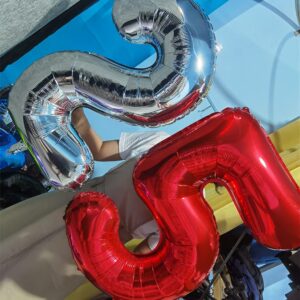 32 Inch Red Number 1 Balloons Foil Ballon Digital Birthday Party Decoration Supplies (Red Number 1 Balloon)