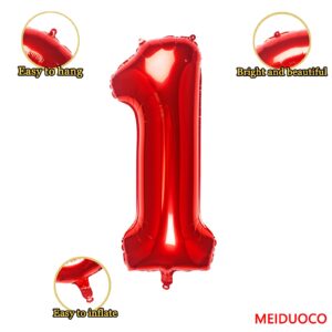 32 Inch Red Number 1 Balloons Foil Ballon Digital Birthday Party Decoration Supplies (Red Number 1 Balloon)