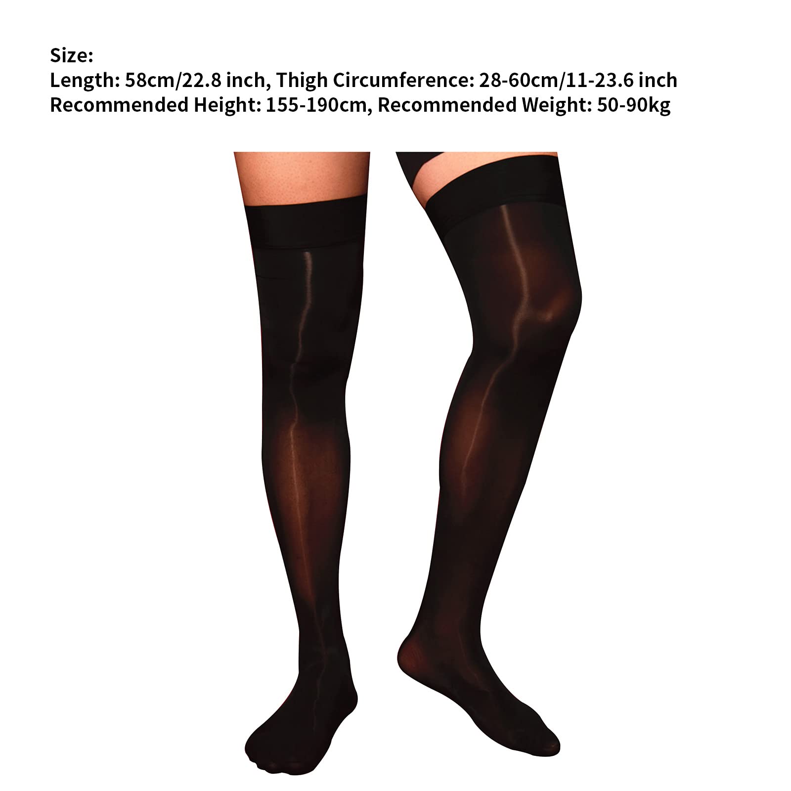 LiiYii Men's Sissy See-Through Thin Silk Stocking Stretchy Sheer Thigh High Socks Underwear Black One Size