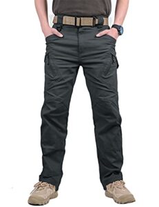buterules tactical pants mens multi pockets cargo pants military combat cotton pant dark gray l(32)