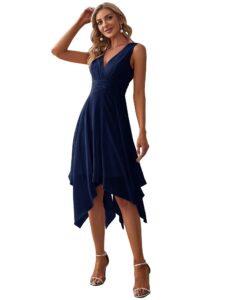 ever-pretty women's sleeveless casual beach dress for women navy blue us12