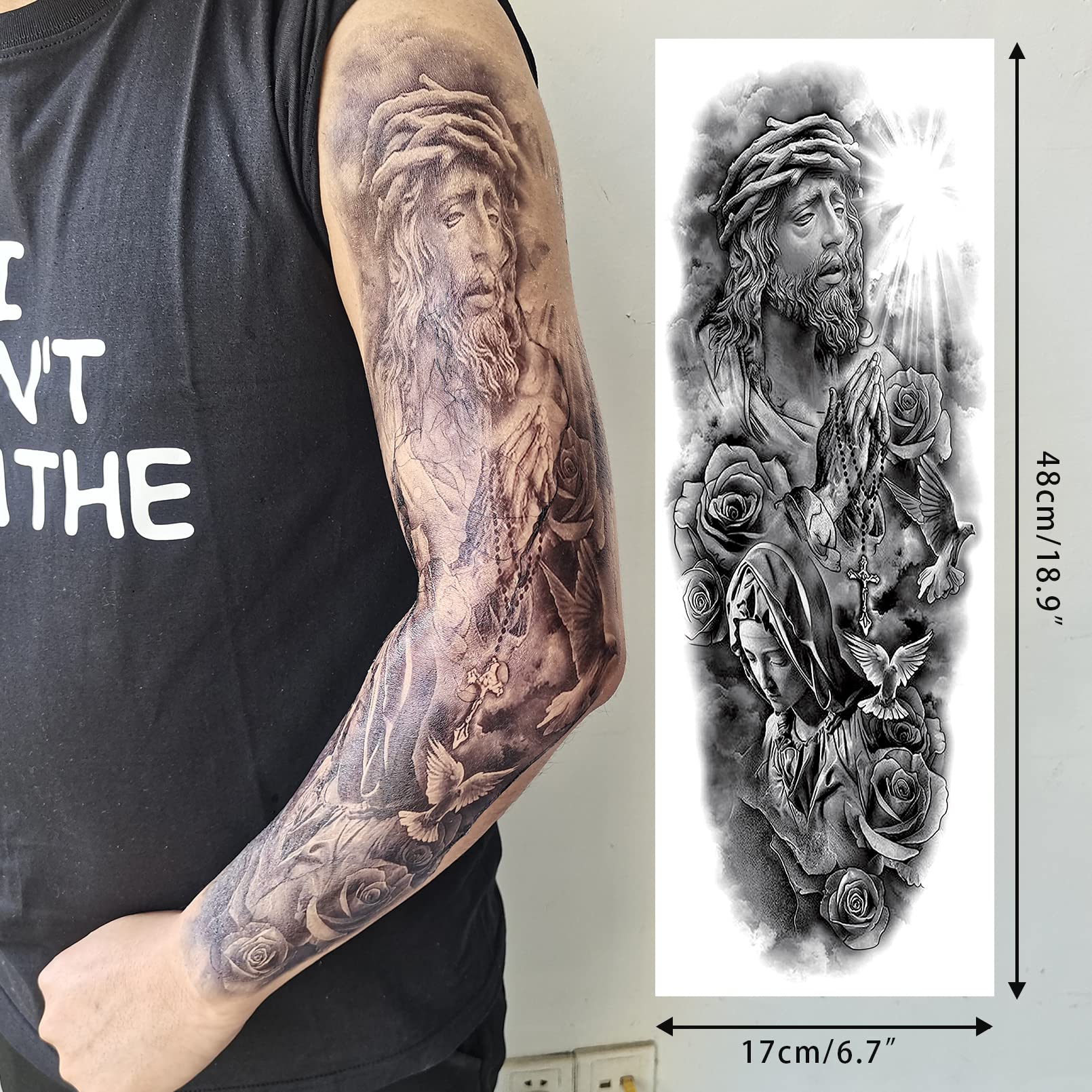 CUTELIILI Temporary Tattoo for Men and Women,12sheets (L19“xW7”) Full Sleeve Tattoos Stickers for Teens, Colorful Fake Tattoos