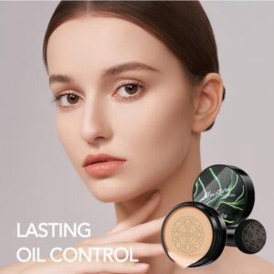 ASCOKA Mushroom Head Air Cushion CC Cream Foundation, Moisturizing BB Cream Nude Long Lasting Matte Concealer Air Heads CC Cream Face Makeup Foundation (Natural)