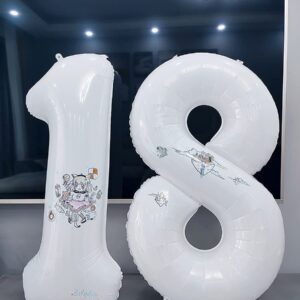 New 40 Inch Giant White Numbers 1 Balloons Huge Birthday Party Supplies Foil Helium Digital Balloon 0 to 9