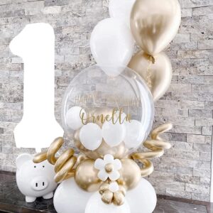 New 40 Inch Giant White Numbers 1 Balloons Huge Birthday Party Supplies Foil Helium Digital Balloon 0 to 9