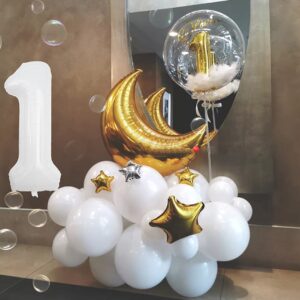 New 40 Inch Giant White Numbers 1 Balloons Huge Birthday Party Supplies Foil Helium Digital Balloon 0 to 9