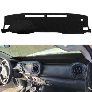 dash cover mat custom fit for toyota tacoma 2016-2023, dashboard cover pad carpet protector (black) f94