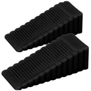 2 pack door stoppers rubber door wedge stackable & sturdy door stop heavy duty slip-resistant rubber ensures tight fit for any door gaps on tiles, laminate floor 1inch/2.6cm