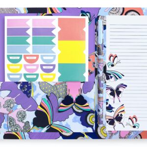 Vera Bradley Planner Accessories Pack, Fits Inside All VB Spiral Planners, Snap-In Pocket Folder with List Pad, Sticker Sheet, Gel Pen, and Magnetic Page Keeper, Butterfly By
