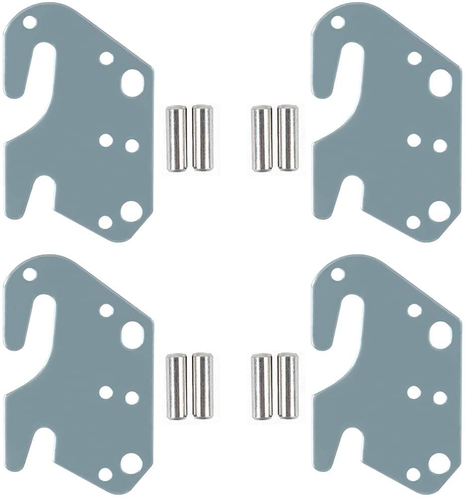 First Choice Brands Universal Bed Hook Conversion Plates for Wooden Bed Frame, Headboard and Footboard - with Mounting Pins - Set of 4