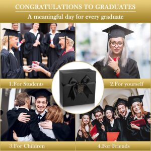 Whaline 8pcs Graduation Gift Box Set for 2024 Graduates Congrats Grad Gift Basket Including Tumbler Mug Eye Mask Photo Frame Sock Bracelet 20g Yellow Raffia Greeting Card for Grad Party Favor Present