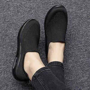 VARSKARC Women's Breathable Casual Air Cushion Slip-on Shoes Walking Running Athletic Sport Shoes Black