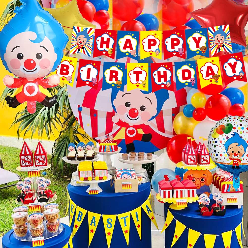 YNOU Clown Birthday Party Supplies Clown Theme Birthday Party decorations for Kids Teens with Happy Birthday Banner, Cake Topper, Cupcake Toppers, Balloons for Clown Party Decorations