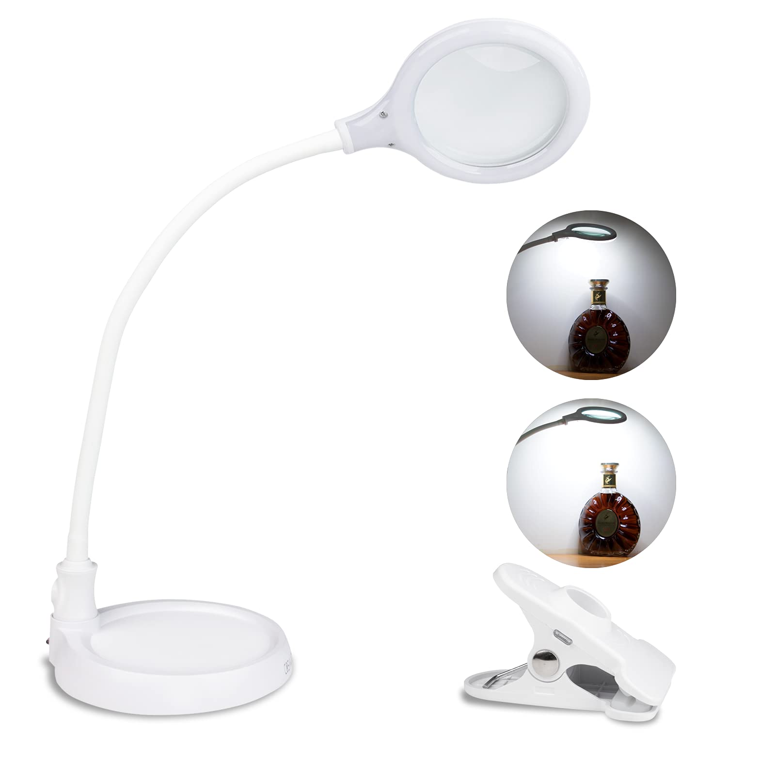 COSYWARM 5X Magnifying Lamp，Lighted Magnifying Glass with Light and Stand Hands Free, Desk Magnifying Light, LED Magnifier Work Lamp for Reading, Crafts, Sewing, Hobbies.