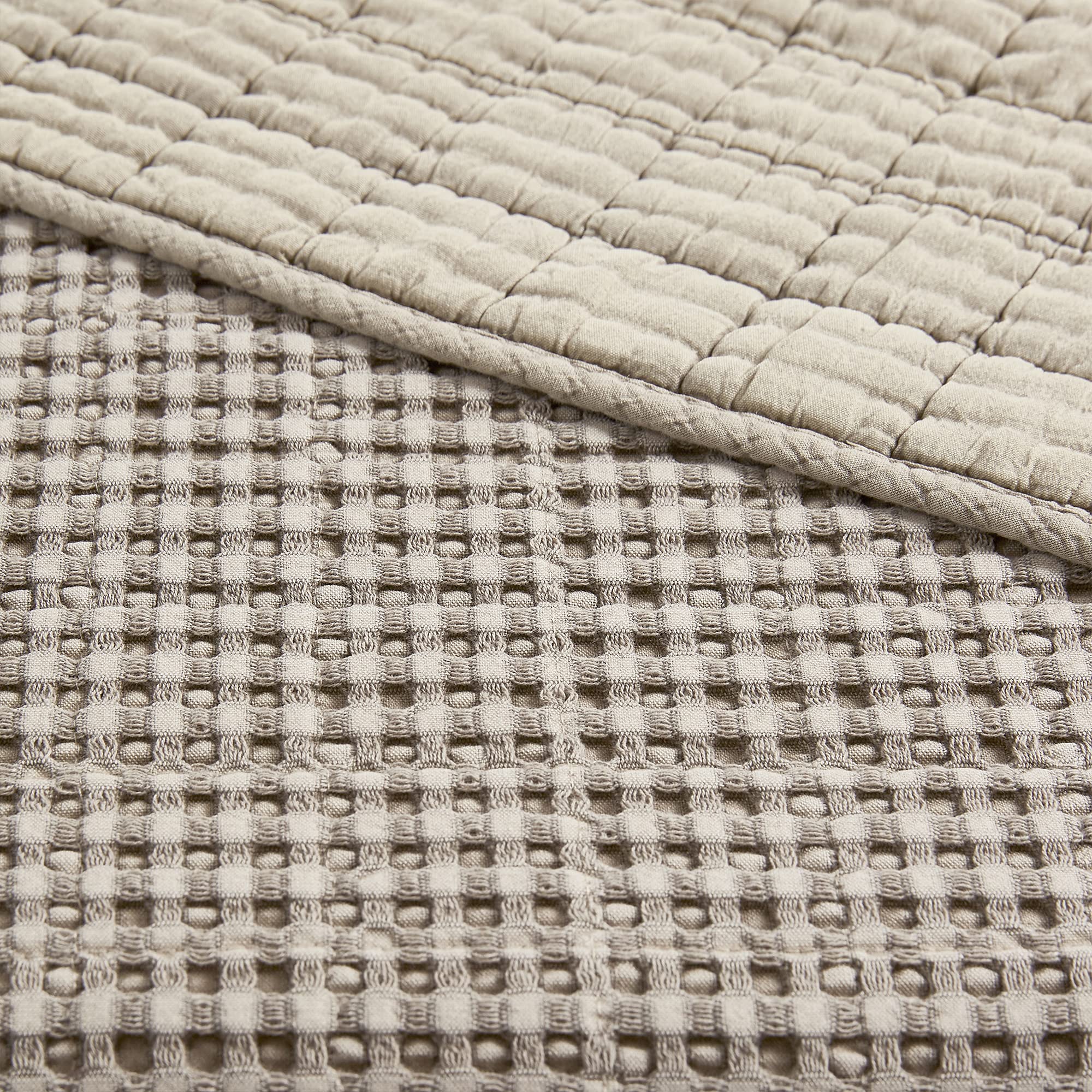 Levtex Home - Mills Waffle - Throw - Taupe Cotton Waffle - Throw Size 50 x 60in.