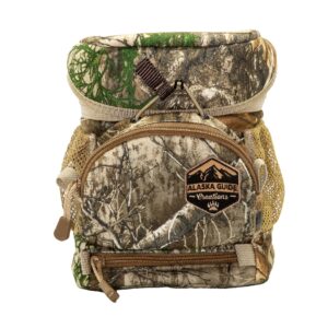 alaska guide creations hybrid with max pocket | compact utility bag with mesh side pockets | binocular harness for comfort and quick access (realtree edge)