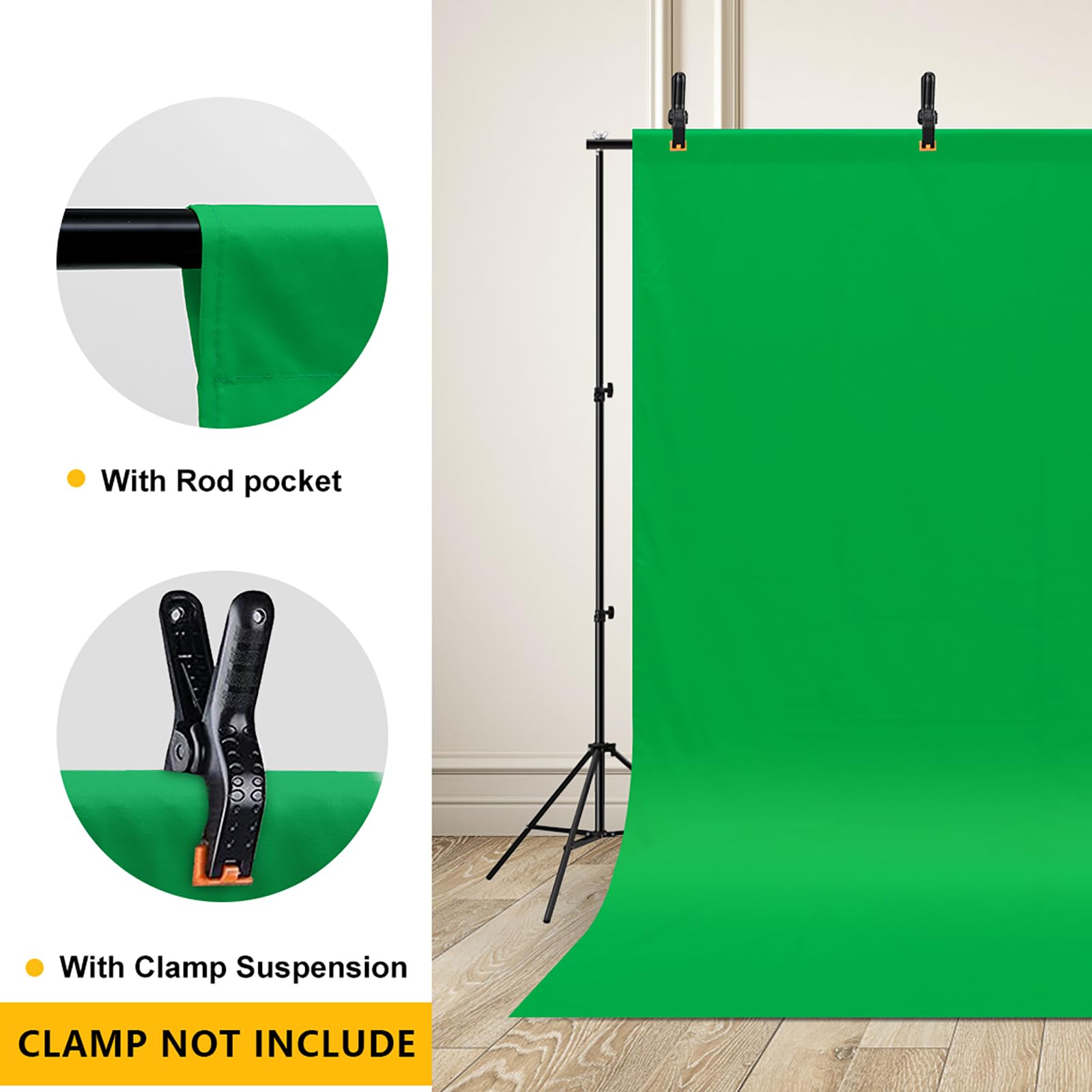 CPLIRIS 10x20ft Green Screen Backdrop for Photography, Chromakey Large Green Screen Pure Polyester Collapsible Green Fabric for Photoshoot, Game Live Steaming，Video Conference