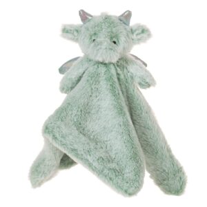 apricot lamb luxury snuggle plush cute dragon dinosaur infant stuffed animals security blanket nursery character blanket (green dragon, 13 inches)