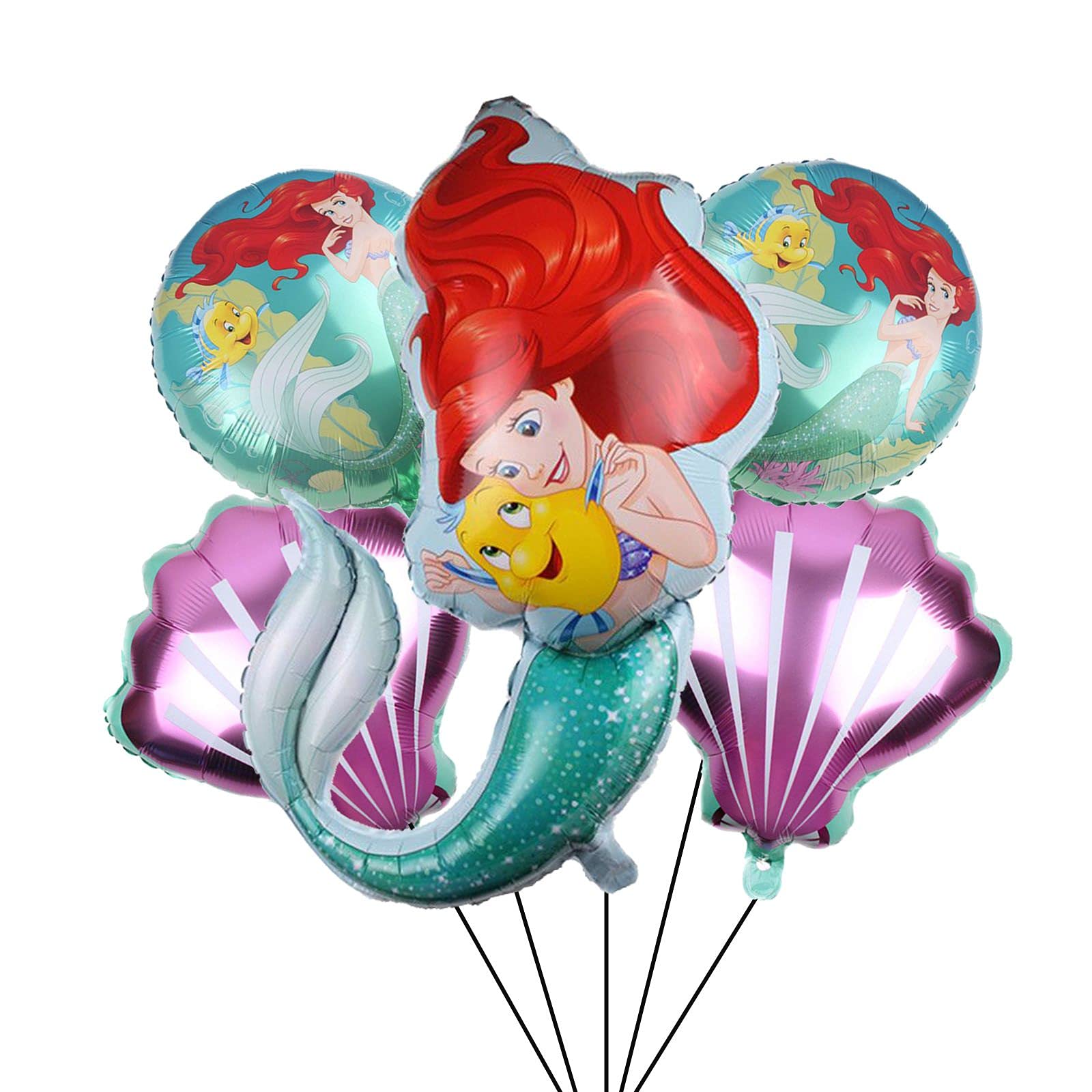 5PCS Mermaid Foil Balloons Balloons Mermaid Shell Balloons Helium Mylar Foil Balloon for Mermaid Under The Sea Birthday Party Baby Shower Decorations