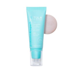 TULA Skin Care Face Filter Blurring and Moisturizing Primer - Luna, Evens the Appearance of Skin Tone & Redness, Hydrates & Improves Makeup Wear, 1fl oz