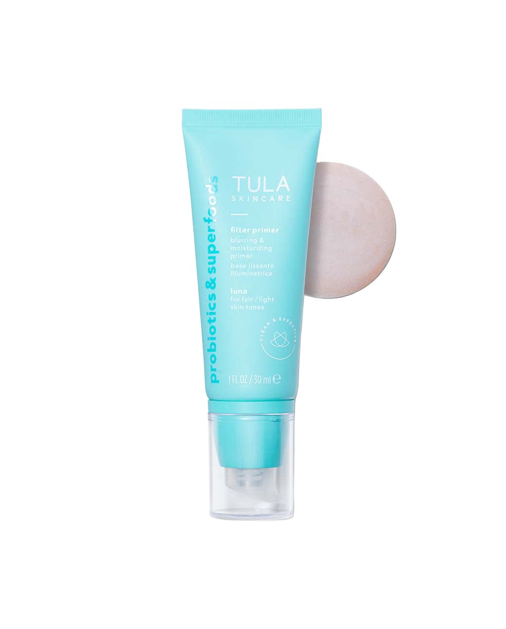 TULA Skin Care Face Filter Blurring and Moisturizing Primer - Luna, Evens the Appearance of Skin Tone & Redness, Hydrates & Improves Makeup Wear, 1fl oz