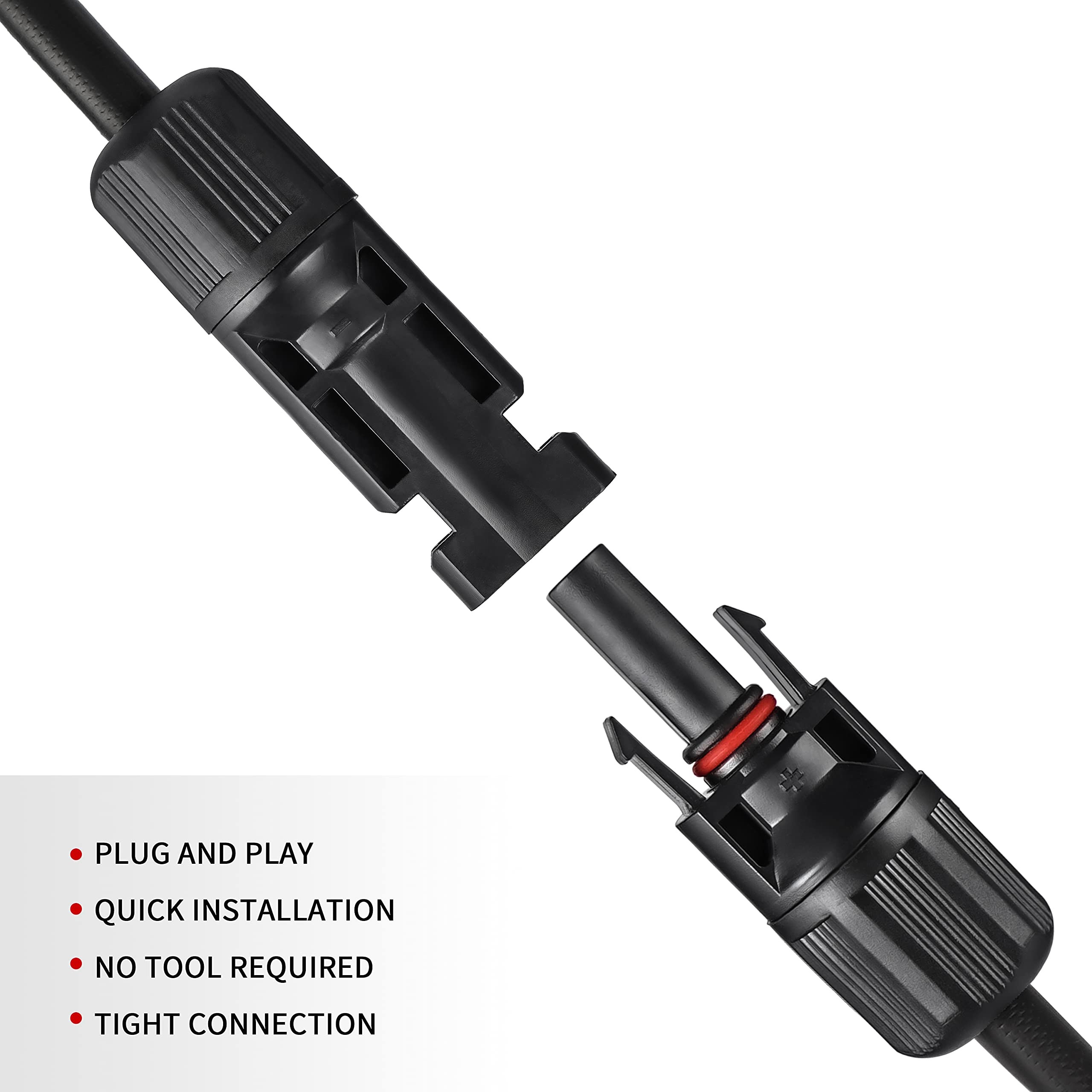 Vemote Solar Panel Connector to SAE Adapter Cable, 30A IP68 Waterproof PV Extension Wire with SAE Polarity Reverse Adapter 10AWG for Rv Caravan Solar Panels Battery Charger