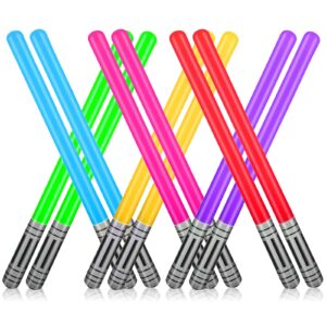 12pcs inflatable light saber sword party balloons, light saber sword stick balloons set for costume fancy dress party favors halloween party supplies balloons photo booth props (6 colors)