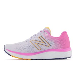new balance women's fresh foam 680 v7 running shoe, libra/vibrant pink/night sky, 8