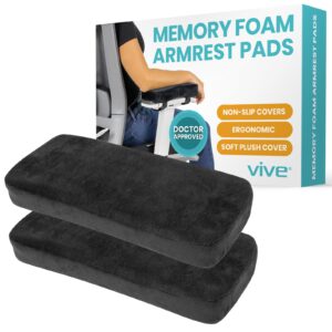 vive memory foam armrest pads - comfortable office desk chair arm cushion - soft and ergonomic for forearms, elbow pressure relief - anti slip with removable cover for gaming, home - comfy long pillow