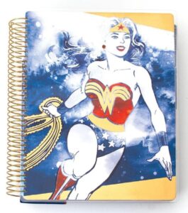 paper house productions dc comics wonder woman 12 month undated 9.5" planner with month and event flag stickers