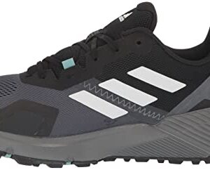 adidas Women's Terrex Soulstride Trail Running Shoes, Black/Crystal White/Mint Ton, 8