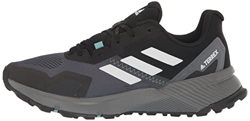 adidas Women's Terrex Soulstride Trail Running Shoes, Black/Crystal White/Mint Ton, 8