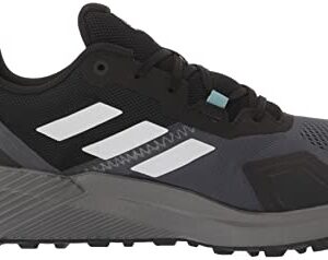 adidas Women's Terrex Soulstride Trail Running Shoes, Black/Crystal White/Mint Ton, 8