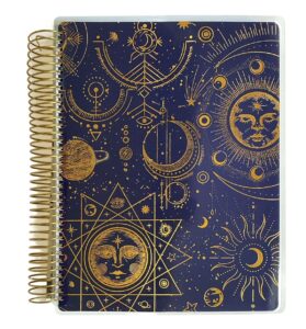 paper house productions 12 month undated 9.5" planner with month and event flag stickers - celestial