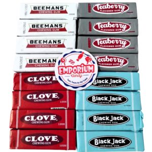 Beemans Black Jack Clove Teaberry Chewing Gum 4 Packs of Each Old Time Assortment Gum