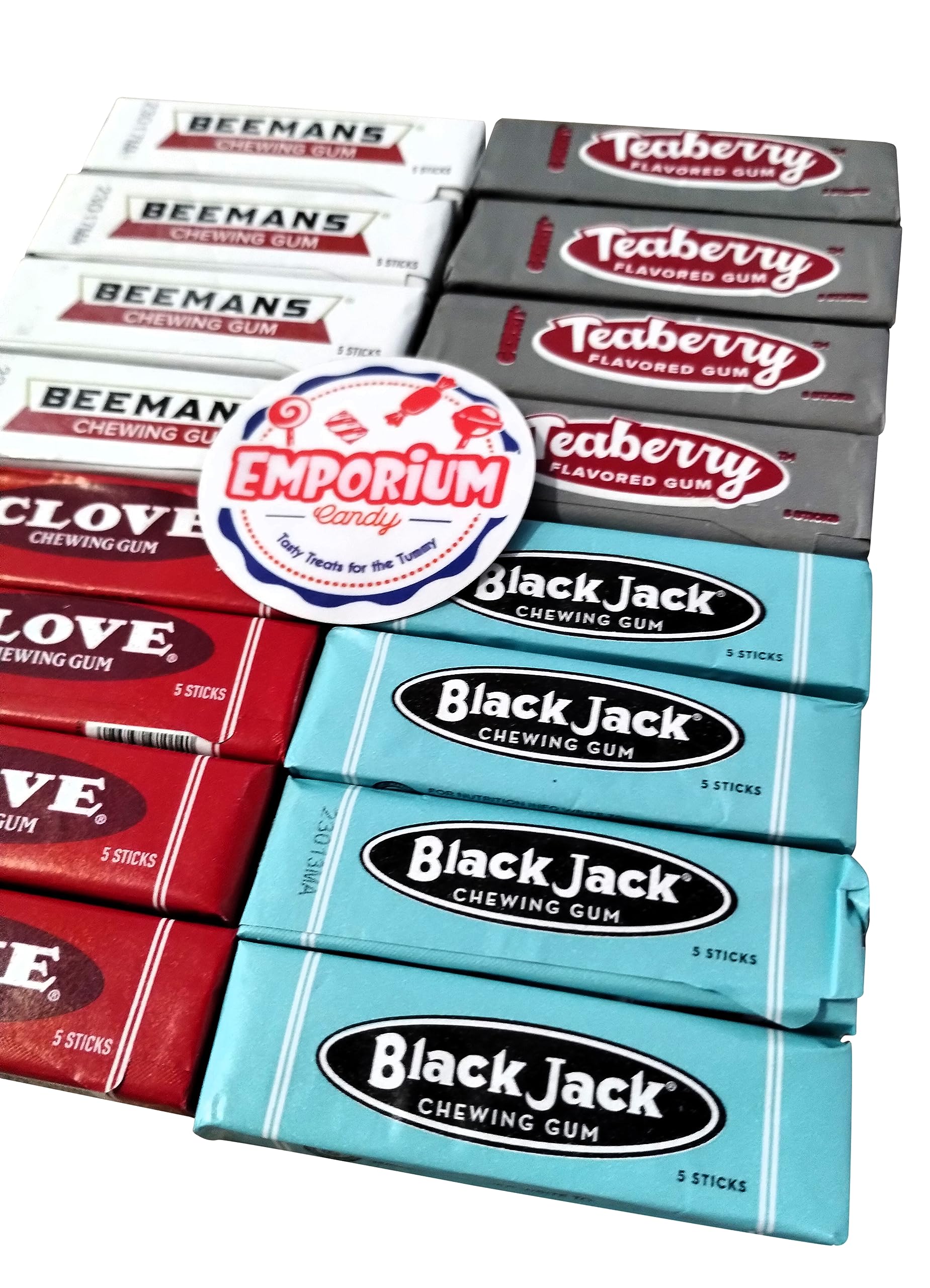 Beemans Black Jack Clove Teaberry Chewing Gum 4 Packs of Each Old Time Assortment Gum