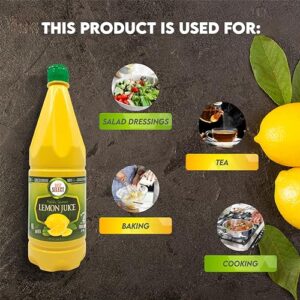 2 Pack 100% Lemon Juice Freshly Squeezed NO Added Water 33.8oz Not From Concentrate - Appx 40 Freshly Squeezed Lemons in Each Bottle - Kosher Food - Best Select