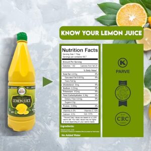 2 Pack 100% Lemon Juice Freshly Squeezed NO Added Water 33.8oz Not From Concentrate - Appx 40 Freshly Squeezed Lemons in Each Bottle - Kosher Food - Best Select