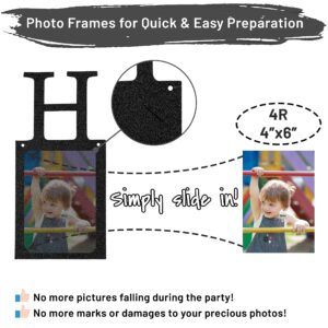 Sweet 16 Birthday Decorations Photo Banner in Black Pre-assembled - Sweet 16 Banner WITH Sixteen Photo Card Frames Party Supplies - Happy 16th birthday decorations for girls with 16 Signs