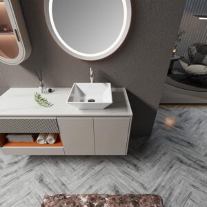 Sinber 16" x 16" x 4.92" White Square Ceramic Countertop Bathroom Vanity Vessel Sink BVS1616A-OK