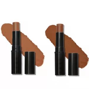 2 pack phoera contour stick, shading contour stick for makeup that effortlessly covers contours soft matte foundation stick full coverage waterproof.(207# caramel&208# espresso)