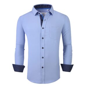 alex vando mens dress shirt wrinkle free regular fit 4-way stretch button down shirts,blue,m