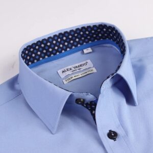 Alex Vando Mens Dress Shirt Wrinkle Free Regular Fit 4-Way Stretch Button Down Shirts,Blue,M