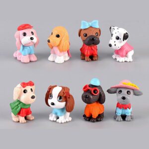 8pcs dog cake topper, puppy cake topper cupcake topper, mini dog puppy figurines toy, dog cake decorations for kids birthday baby shower dog animal theme party supplies