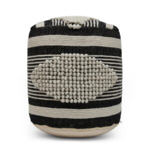 christopher knight home lucknow pouf, white + black, small