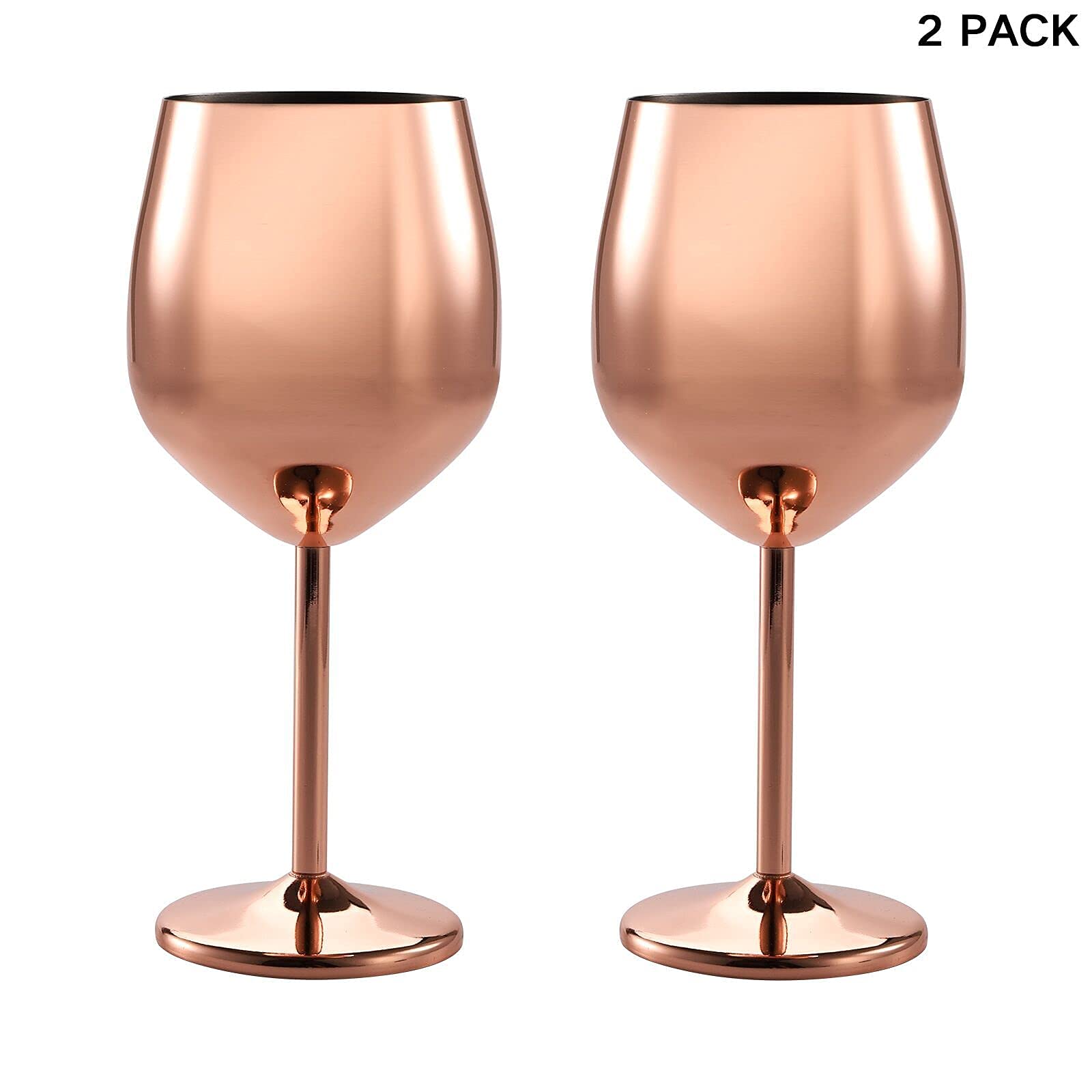 DEAYOU 2 Pack Stainless Steel Wine Glass, 17 Oz Rose Gold Steel Wine Goblet for Champagne, Indoor Outdoor, Party