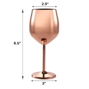 DEAYOU 2 Pack Stainless Steel Wine Glass, 17 Oz Rose Gold Steel Wine Goblet for Champagne, Indoor Outdoor, Party