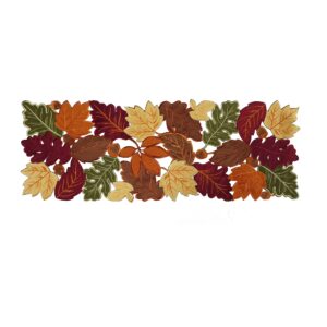owenie thanksgiving runner, fall leaf table runner for autumn home decorations, fall table centerpieces, embroidered cutwork farmhouse harvestmaple leaf runner, 13 inch x 36 inch