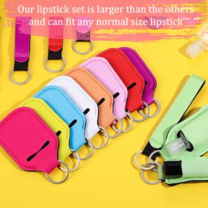 40 Pieces Travel Bottle Keychain Holders Includes 10 Lipstick Holder 10 Keychain Wristlet Lanyards 10 Lipstick Holder Keychain 10 Plastic Empty Bottles for Women Travelling, Large Size