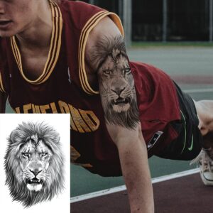 Oottati 12 Sheets Arm Waterproof Temporary Tattoo Stickers Black Fierce Tiger Lion Wolf for Men Women Teens